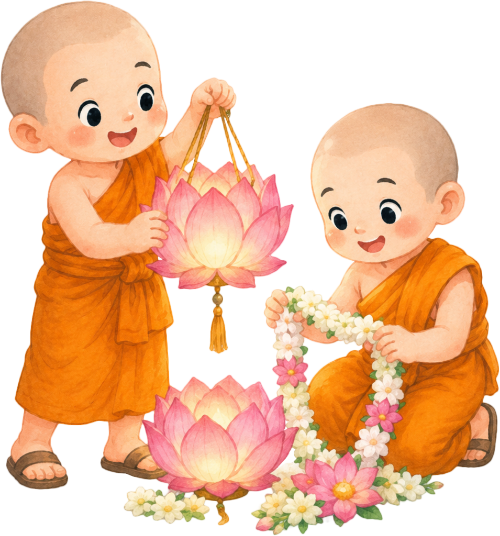 Sư thầy, đèn lông hoa sen