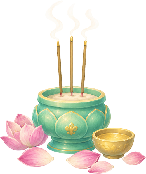 Hoa sen, lư hương