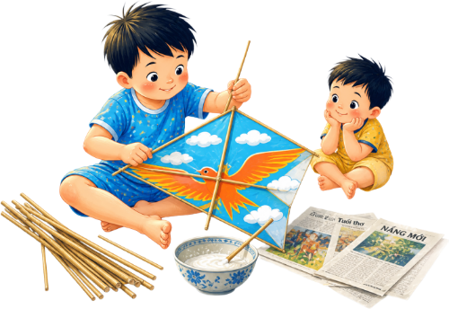 Cậu bé, làm diều