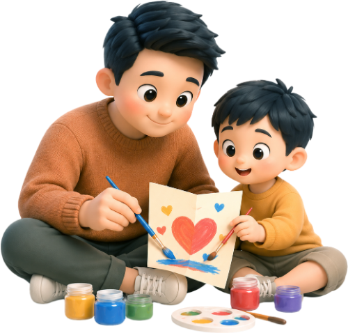 Bố và con, vui vẻ 9