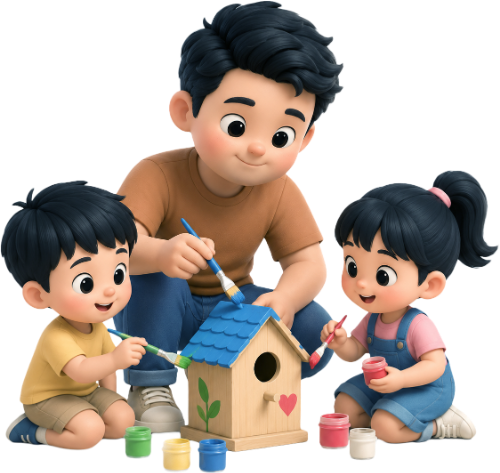 Bố và con, vui vẻ 8
