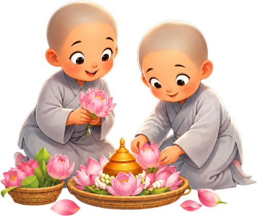 Sư thầy, hoa sen