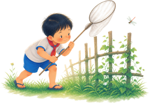 Cô bé, bắt chuồn chuồn