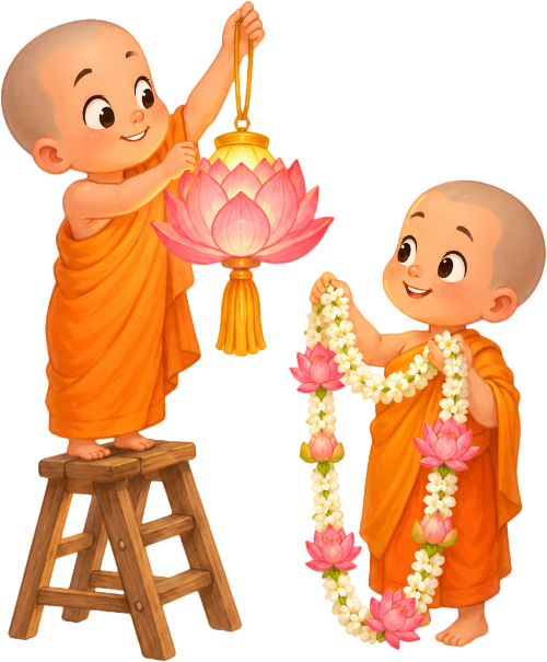 Sư thầy, treo lồng đèn