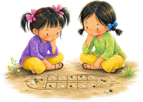 Cô bé, chơi ô ăn quan