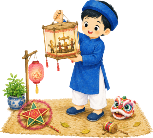 Cậu bé, chơi đèn kéo quân
