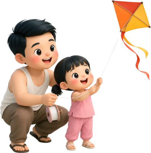 Bố và con, vui vẻ 8