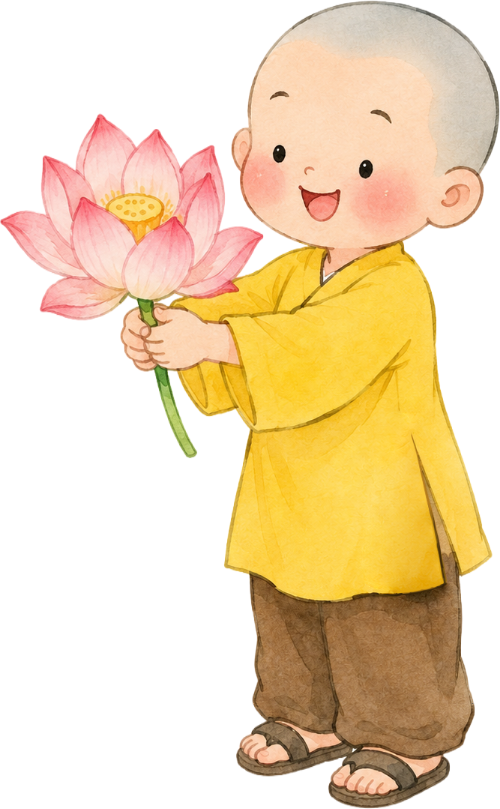 Chú tiểu, cầm hoa sen 5