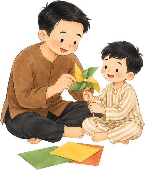 Bố và con, vui vẻ 7