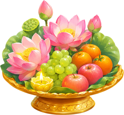 Khay, hoa quả