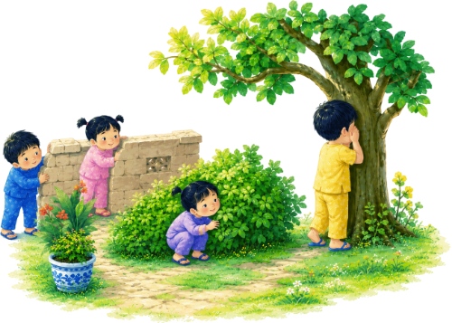 Cậu bé, cô bé, trốn tìm 3