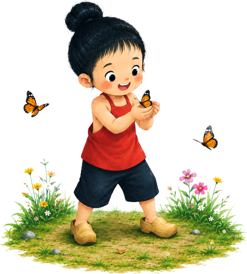 Cô bé, bắt bướm
