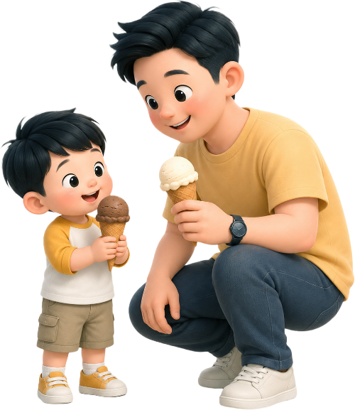 Bố và con, vui vẻ 1