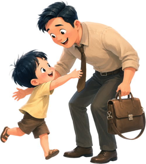 Bố và con, vui vẻ 8