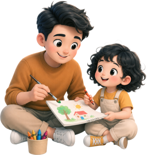 Bố và con, vui vẻ 6