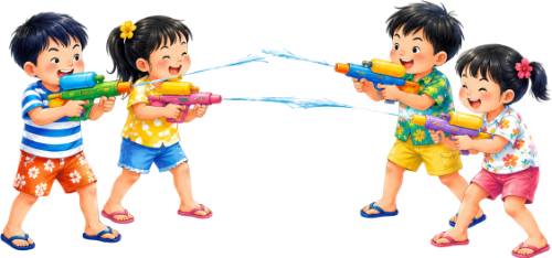 Cậu bé, cô bé, nghịch nước 2
