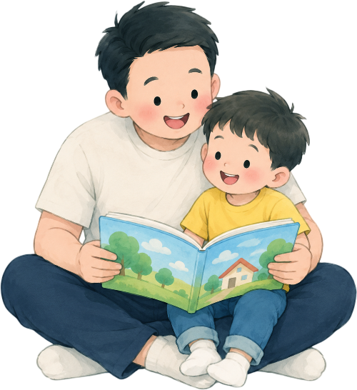 Bố và con, vui vẻ 8