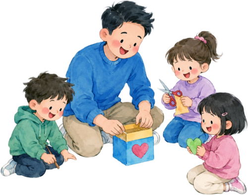 bố và con, vui vẻ