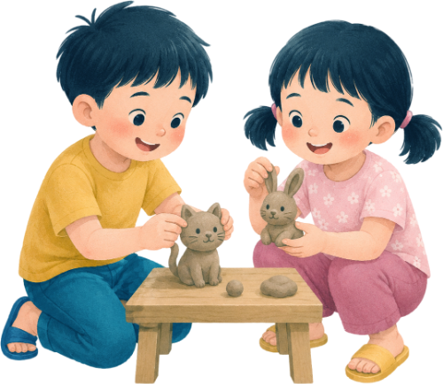 Trẻ em, nặn đất sét