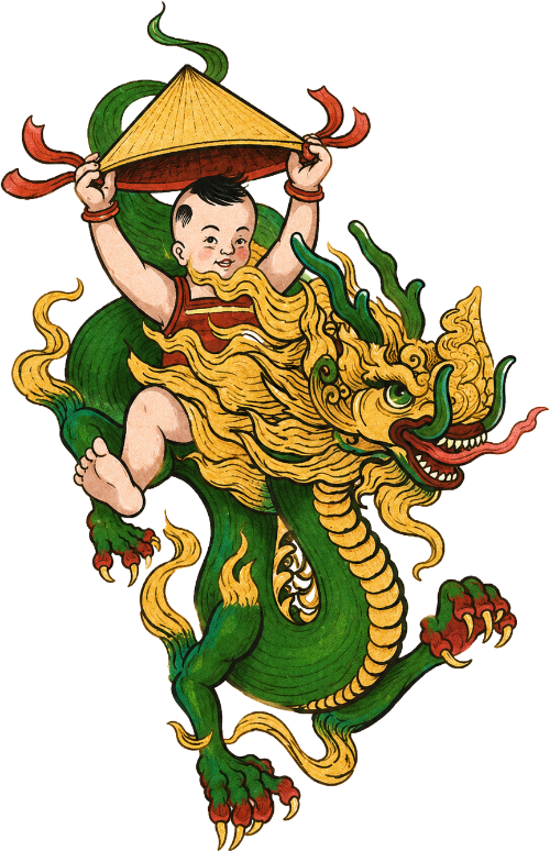 Tranh đông hồ, bé cưỡi rồng