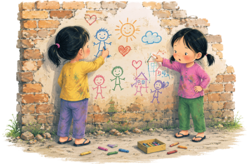 Cô bé, vẽ bậy