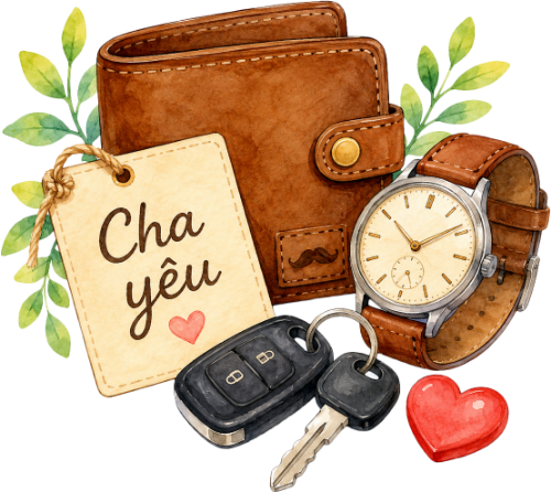Quà tặng bố, ví, chìa khóa