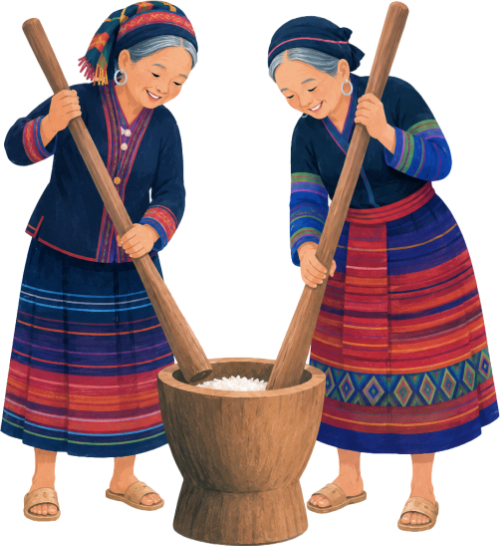 Dân tộc vùng cao, giã gạo 1
