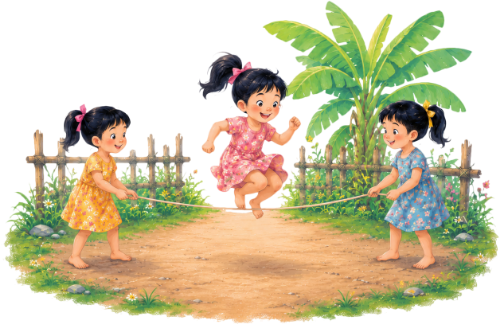 Cô bé, nhảy dây
