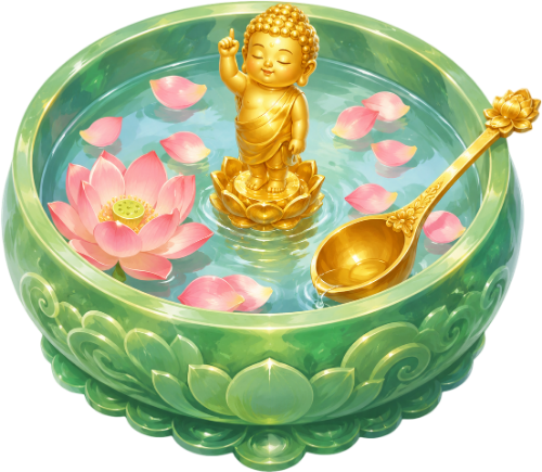 Chậu nước, tượng bé Siddhartha Gautama