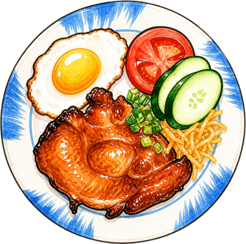 Cơm sườn bì trứng, món ăn