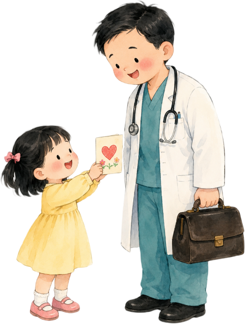 Bố và con, vui vẻ