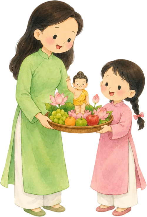 Mẹ con, bê đồ lễ 2