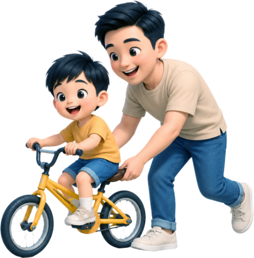 Bố và con, vui vẻ 8