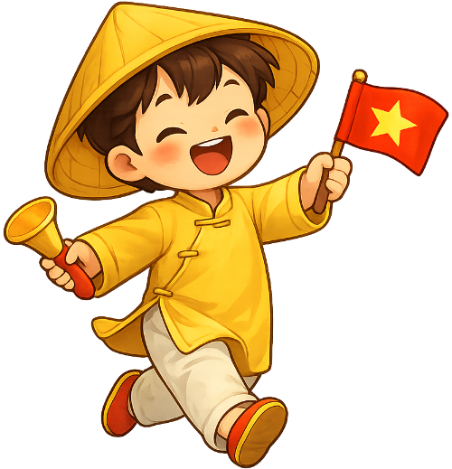 trẻ em, thiếu nhi, mừng vui, reo hò, chiến thắng, 2/9, 30/4 8