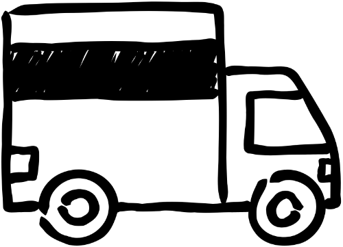 icon, vẽ tay, xe tải, xe, vận chuyển, giao hàng