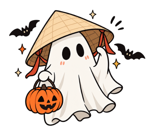 Con ma, halloween, nón lá, bí đỏ 2
