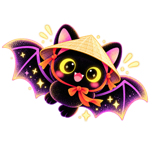 Con dơi, haloween, nón lá