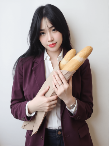 Cô gái, con gái, phụ nữ, học sinh, sinh viên, thực phẩm, bánh mì, quảng cáo, Việt Nam 2