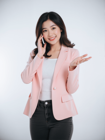 Cô gái, con gái, phụ nữ, nhân viên văn phòng, nhân viên, áo hồng, điện thoại, quảng cáo, Việt Nam