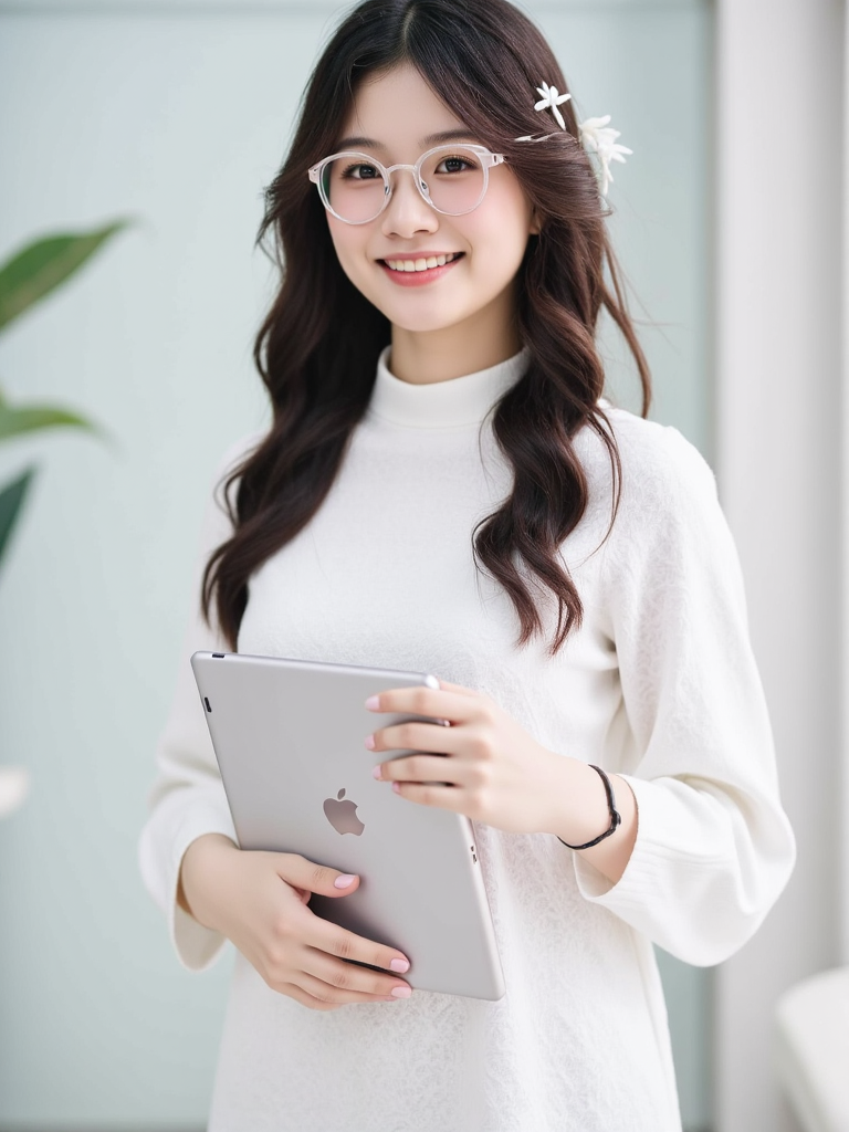 Phụ nữ, con gái, nữ, nhân viên văn phòng, điện thoại, ipad, văn phòng, office, nền đơn sắc (3)