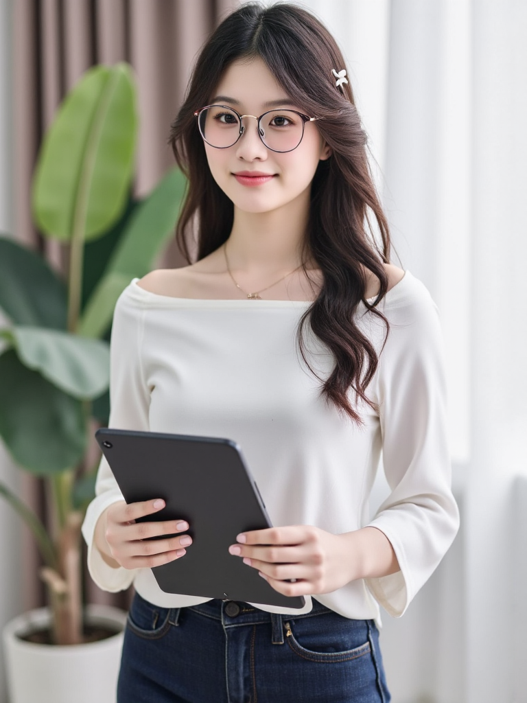 Phụ nữ, con gái, nữ, nhân viên văn phòng, điện thoại, ipad, văn phòng, office, nền đơn sắc (4)