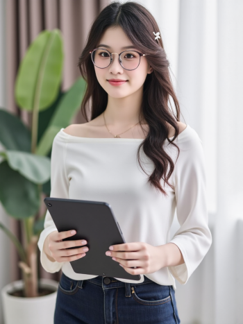 Phụ nữ, con gái, nữ, nhân viên văn phòng, điện thoại, ipad, văn phòng, office, nền đơn sắc (4)