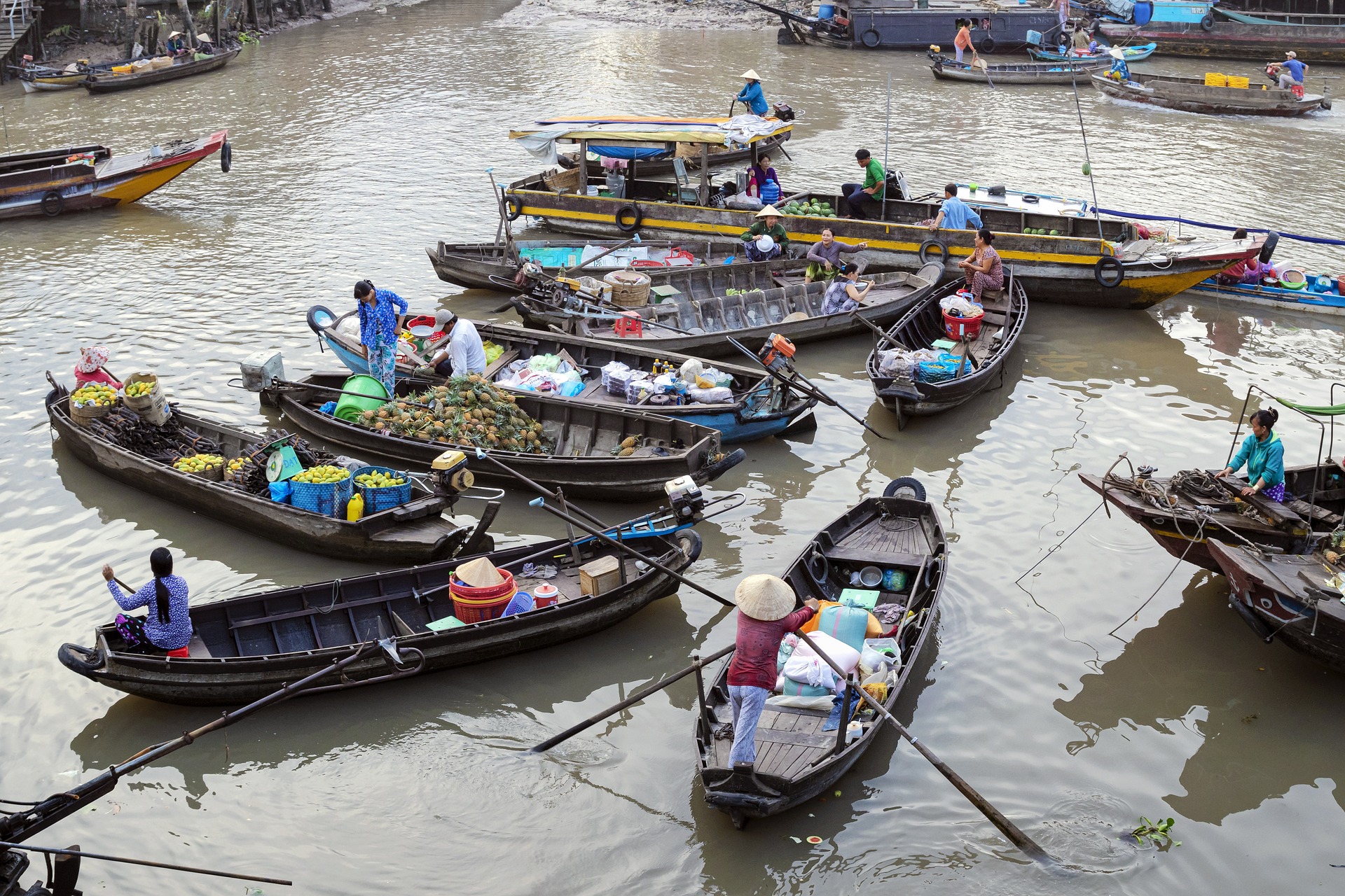 Chợ nổi, chợ, miền tây, Việt Nam, VietNam -  (1)