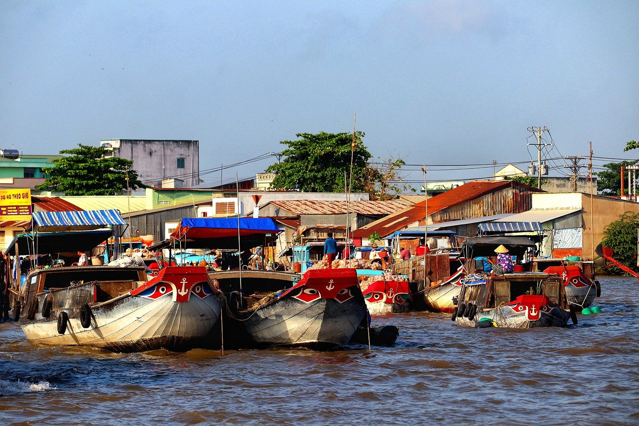 Ghe, tàu, chợ nổi, chợ, market, miền tây, Việt Nam, Viet Nam - Tho-Ge