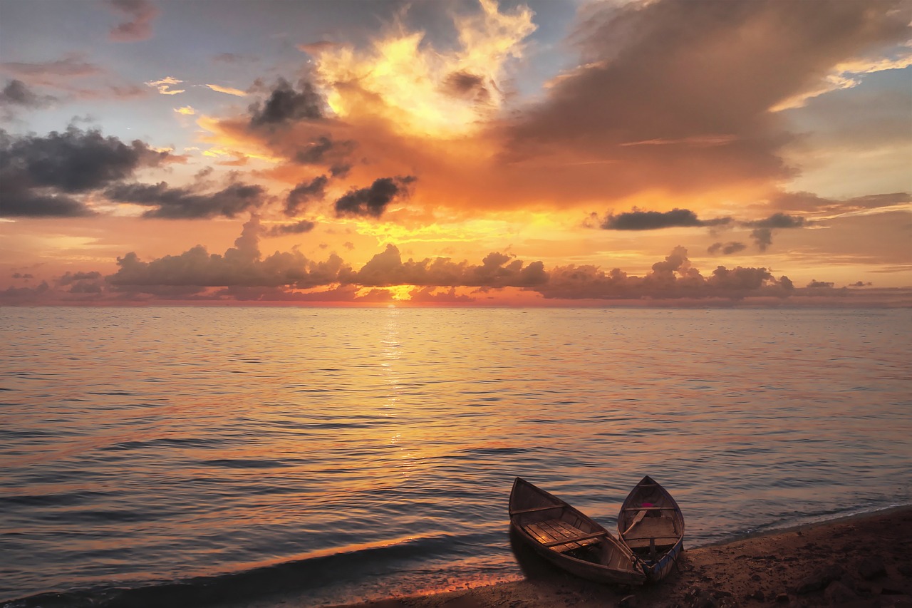 Hoàng hôn, bầu trời, biển, thuyền - ELG21