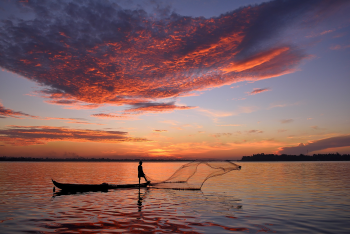 Hoàng hôn, bầu trời, sky, sunset, sông, hồ, đánh cá - phamdinhan