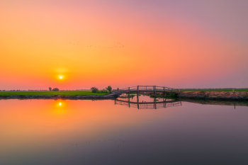 Hoàng hôn, sông, cầu, miền tây, nông thôn, sunset, Việt Nam - thaibaofoto