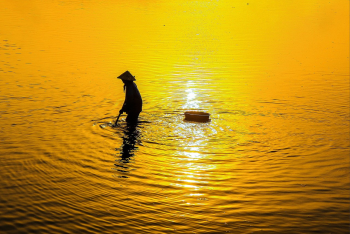Hoàng hôn, sunset, đánh cá, sông, hồ, Việt Nam - NguyenHuuThien