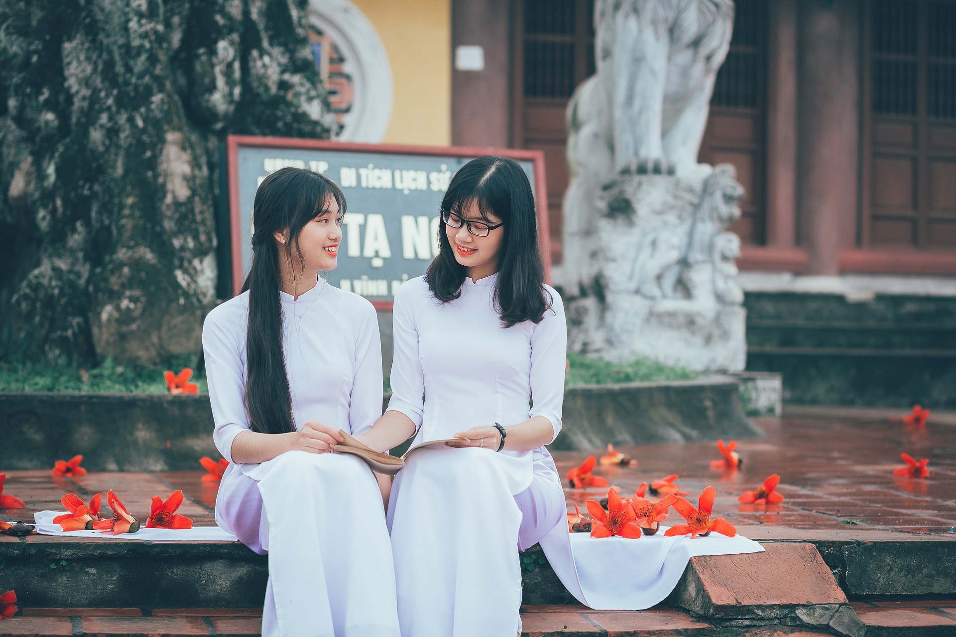 o dài, con gái, cô gái, girl, nữ, học sinh, sinh viên, student - ToanLe