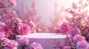 Sân khấu, bục đỡ, bục, bệ đỡ, bệ, podium, trang trí, decor, màu hồng, pink, hoa lá -TungArt7 (3)